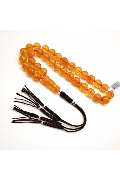 Generic Ma'ntak Shoabi Baltic Amber Rosary 33 Beads 12mm Honey-Gold Round Pra...