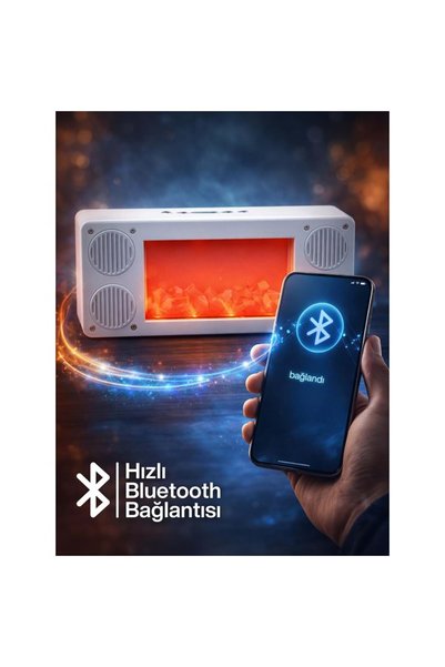 TEKNOTİMER Şömine Alev Efektli Bluetooth Hoparlör I FM Radyo I USB Girişli I ...