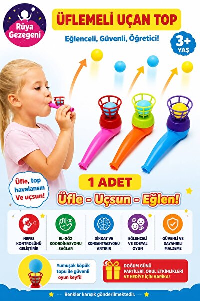 Rüya Gezegeni Üflemeli Top 1 Adet Uçan Top Oyuncağı Nefes Egzersizi - Karne H...