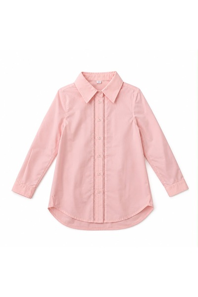 NO BRAND Girls' Classic Pink Shirt - Soft Cotton