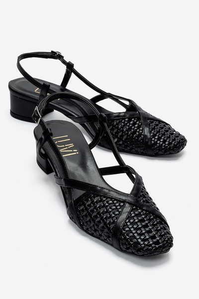 LuviShoes Lenvor Black Knitted Women's Heeled Sandals