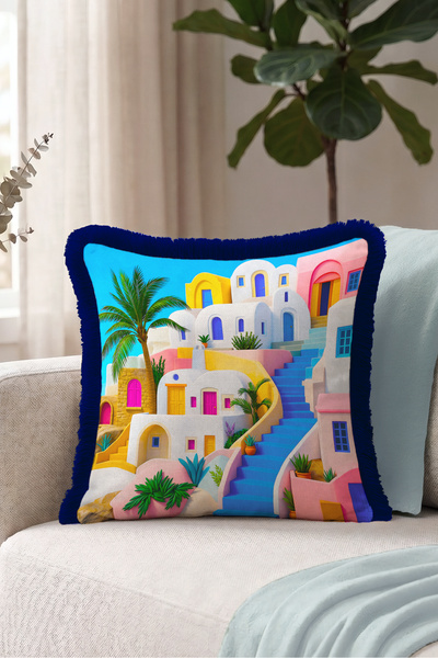 Evimde Bambaşka Mediterranean Beach Houses Colorful Architecture Fringed Pill...
