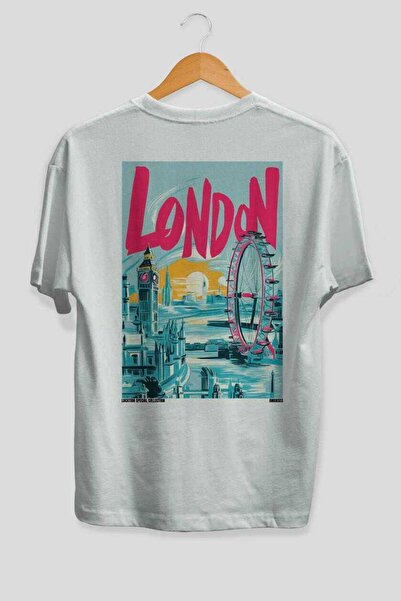 Ankhises Λονδίνο Αγγλία 3 Λευκό Oversize Country City Back Printed Unisex T-S...