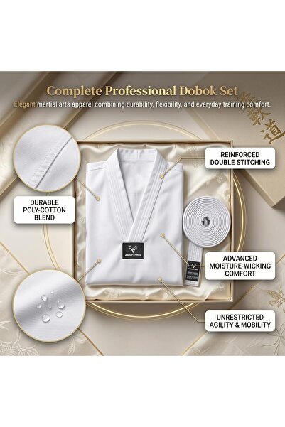 eagle strike Premium Cotton Taekwondo Gi – Professional White Dobok for Training & Competition