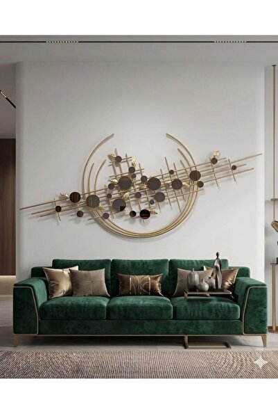 Binshihon Home تحفة جدارية معدنية بتصميم عصري فخم الشكل باللون الذهبي للزينة ...
