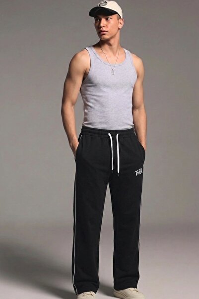 comstar Men's Premium Comfort Printed Loose Black Sweatpants