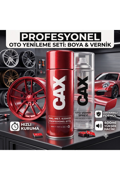 caxcolors CAX Colors Profesyonel Oto Yenileme Seti - metalik kırmızı Sprey Bo...