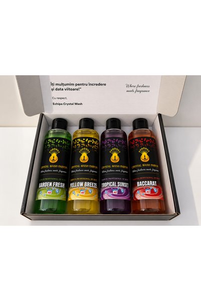 Crystal Wash Set 4 Parfumuri Profesionale pentru Rufe – 4 × 200 ml (160 de spălări)