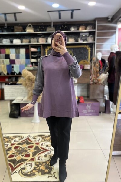 HÜMEYRA BUTİK Shoulder Button Detail Sleeves Kupra Mercerized Tunic
