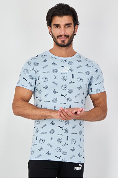 Puma Men Sportswear Fit Short Sleeve Outdoor T-Shirt, Light Blue