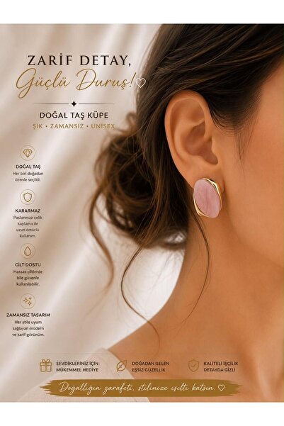 staınless steel LUNAVERA SOFT SHINE TOZ PEMBE PASLANMAZ ÇELİK KÜPE