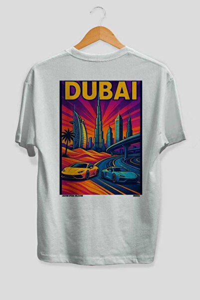 Ankhises Dubai BAE Tricou unisex cu imprimeu pe spate, alb, supradimensionat,...