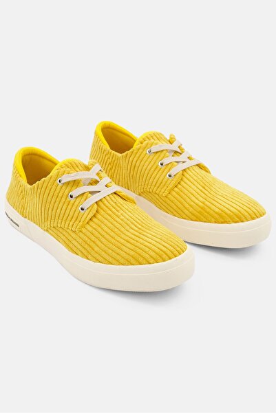 Sun Stone Men Kiva Lace Up Corduroy Shoes, Yellow