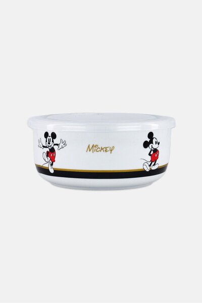 Disney وعاء سيراميك ميكي ماوس مع غطاء، أبيض اللون