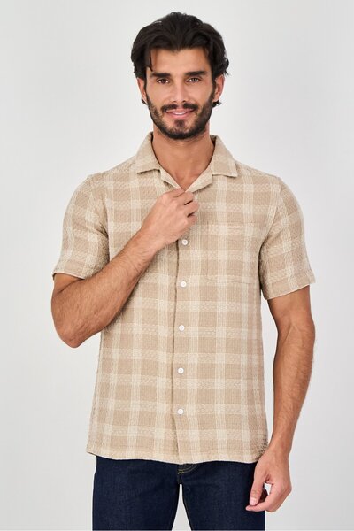 Nordam Men Regular Fit Checkered Short Sleeve Casual Shirt, Multicolor