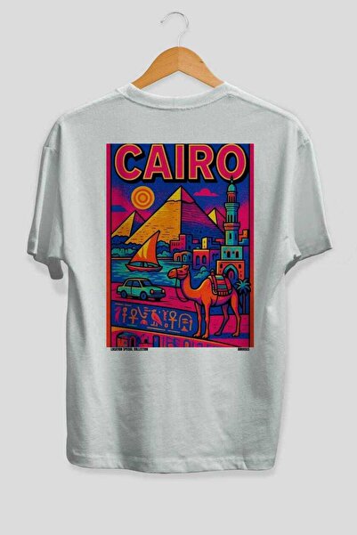 Ankhises Καΐρε Αίγυπτος Λευκό Oversize Country City T-shirt με στάμπα στην πλ...