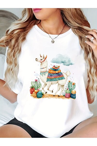 212Wear The Short-Sleeved T-Shirt Featuring an Alpaca Design Is Perfect Casua...