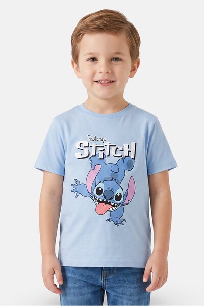 Disney Toddlers Boy Lilo And Stictch Short Sleeve Top, Dusty Blue
