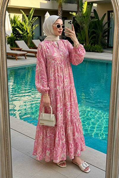 MissPuL Women's Buttoned Modal Fabric Flowy Long Dress