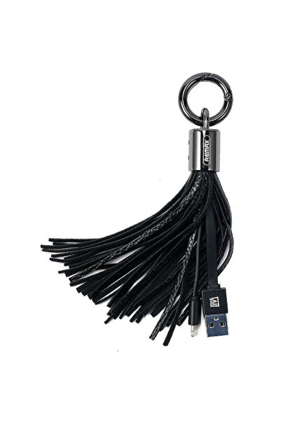 Remax Μπρελόκ Καλώδιο USB σε Lightning Μαύρο 0,08μ (Φούντες Δαχτυλίδι)
