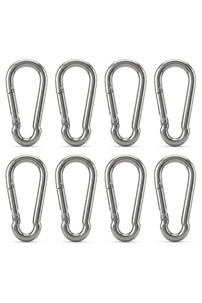 Duravel 8Pcs 2.3 Inch Galvanized Steel Carabiner Clips, Silver, Spring Snap H...