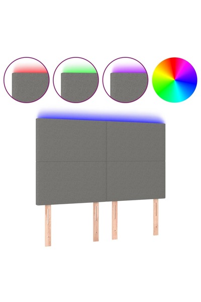 vidaxl Tăblie de pat cu LED, gri închis, 144x5x118/128 cm, textil