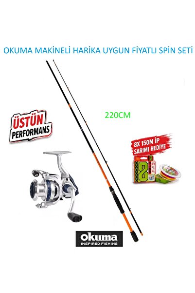 Okuma ARIA-4000a Painting Silver 1BB Olta Makinesi+220 cm 2 parça 4-18 gr lrf...