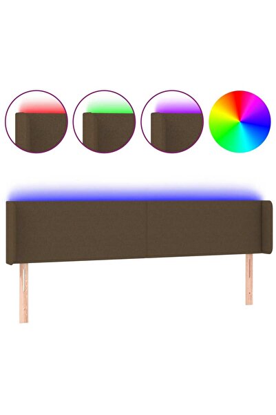 vidaxl Tăblie de pat cu LED, maro închis, 203x16x78/88 cm, textil