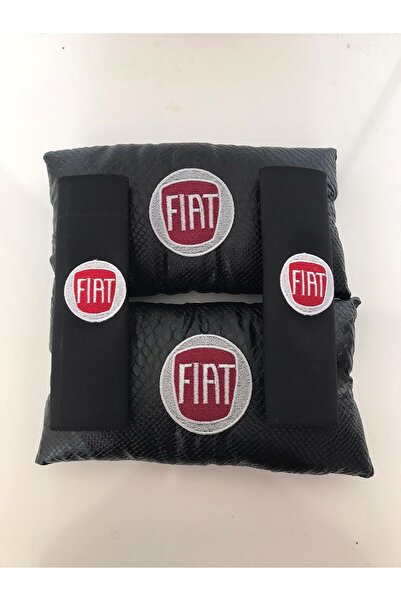 ŞENYILDIZ AKSESUAR Fiat Nakışlı Egea Linea Deri 1 Çift Boyun Yastık Ve 1 Çift Kemer Pedi