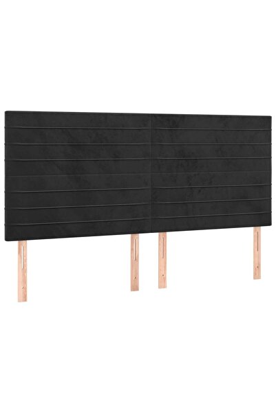vidaxl Tăblie de pat neagră 180x5x118/128 cm catifea