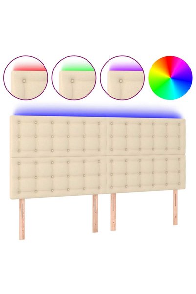 vidaxl Tăblie de pat cu LED, crem, 160x5x118/128 cm, textil