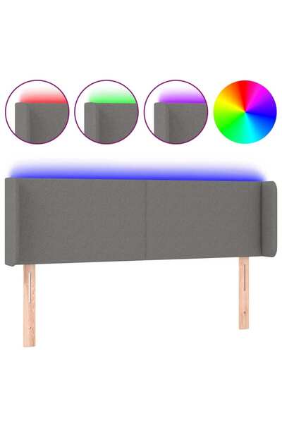 vidaxl Tăblie de pat cu LED, gri închis, 147x16x78/88 cm, textil