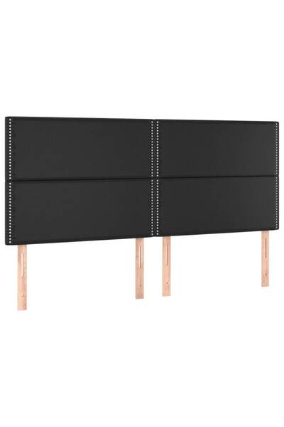 vidaxl Tăblie de pat neagră 180x5x118/128 cm piele ecologică