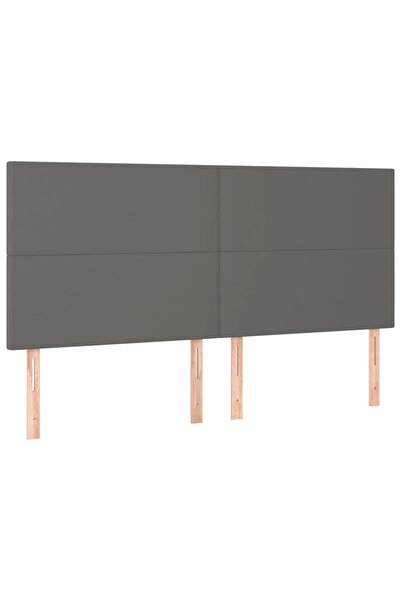 vidaxl Tăblie de pat gri 160x5x118/128 cm piele ecologică