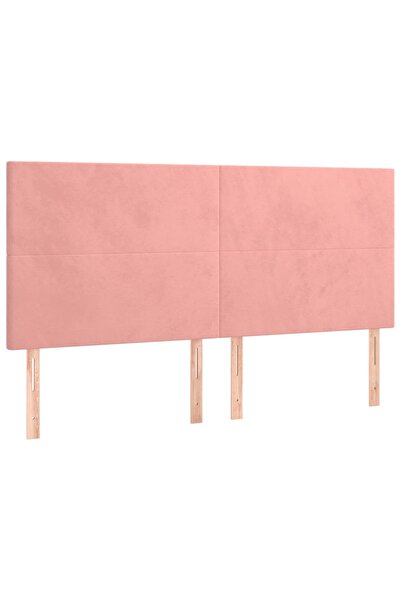 vidaxl Tăblie de pat roz 180x5x118/128 cm catifea