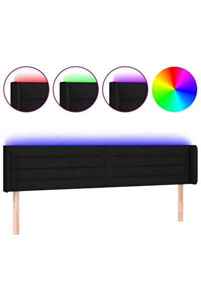 vidaxl Tăblie de pat cu LED, negru, 203x16x78/88 cm, textil