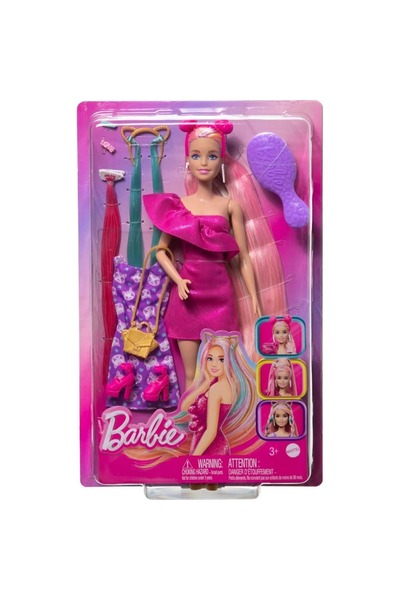 Barbie Papusa cu par lung si accesorii, Fun Fancy Hair, JDC85