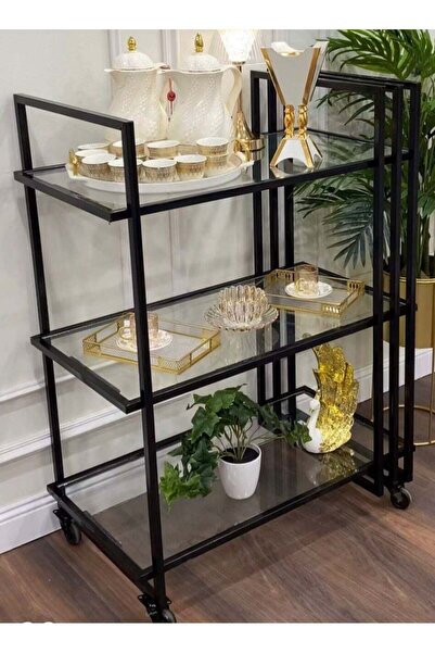 Bareeq Al Ostoura 3 Tiers Glass Top Food Serving Cart