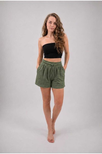 A.P Boutique Pantaloni scurți din dantelă, cu talie elastică și șnur reglabil