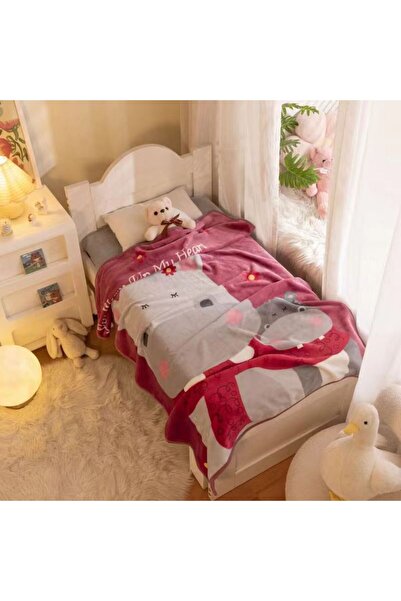 McDecor Βελούδινη Κουβέρτα με Αρνάκι Μπέμπε (110Χ140) Ιπποπόταμος -