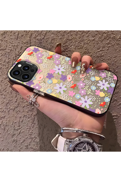 PATTERNOVA iPhone 15 Pro Max Uyumlu Tam baskılı küçük çiçek sert kılıf, basit...