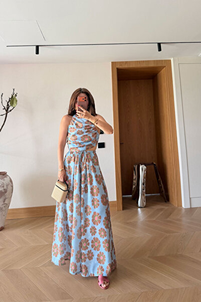 Özge Özgenç Floral Patterned Bustier Pants Set