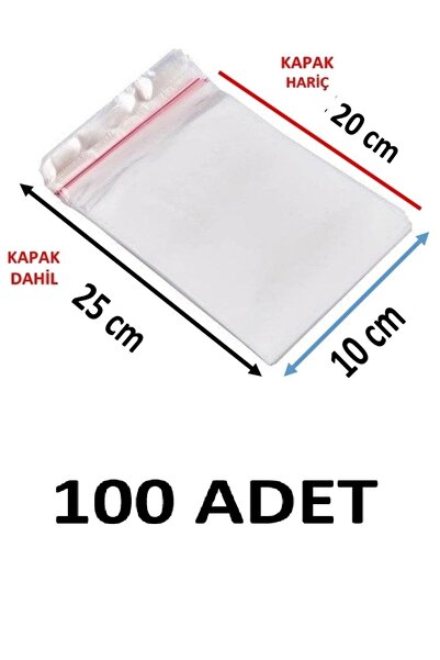 MTKardeşler 100 قطعة 10x20+5 سم أكياس جيلاتينية لاصقة شفافة