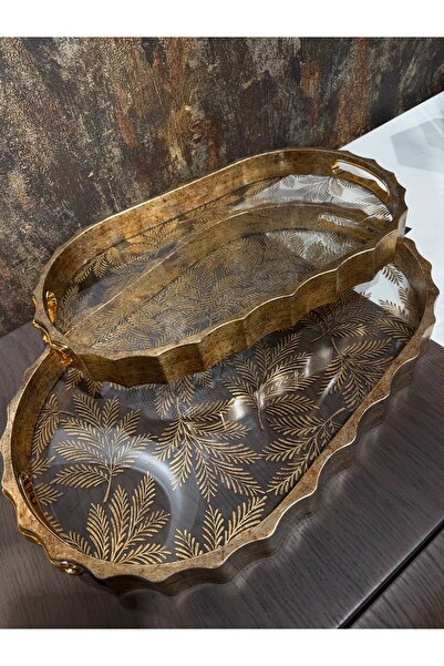 KARCILAR HOME STORE 2’li altın yaldızlı tepsi