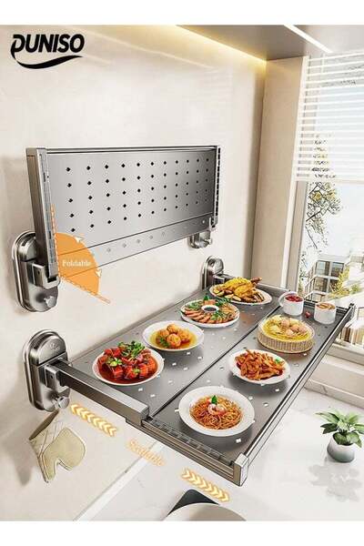 DUNISO Wall Mounted Suction Cup Kitchen Prep Station，Multi Functional Foldabl...
