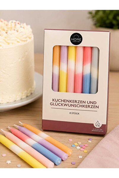 Party Set 8 Lumânări Aniversare Pastel pentru Tort