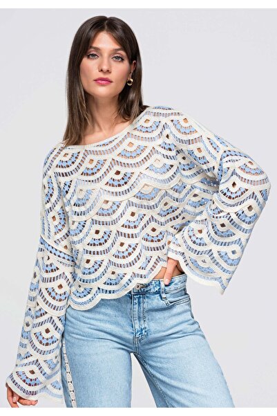 OMBRE Women's Blouse, Short Length, Wide Neckline OW-TS-E0049