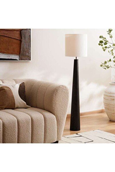 PAN HOME Paris E27 Wooden Floor lamp Dia 35x154cm - Black