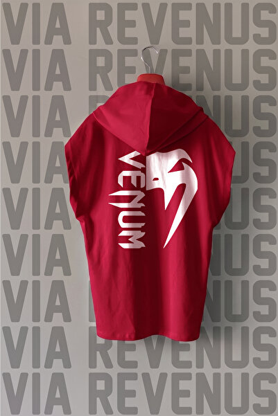 Vordevia Ufc Front and Back Printed Zero Sleeve Hooded 100% Cotton Sports Tshirt