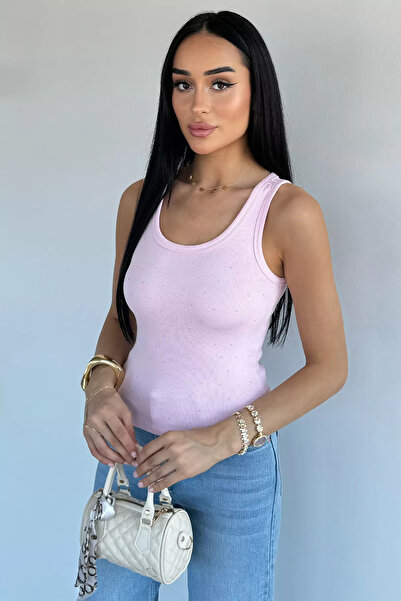 Aryena Pink Front-Stoned Camisole Blouse